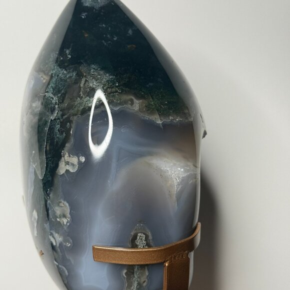 Rare Moss Agate Tear Drop Druzy Crystal 7lbs 2.2oz Earth Land Water Natural Geod - Picture 9 of 15